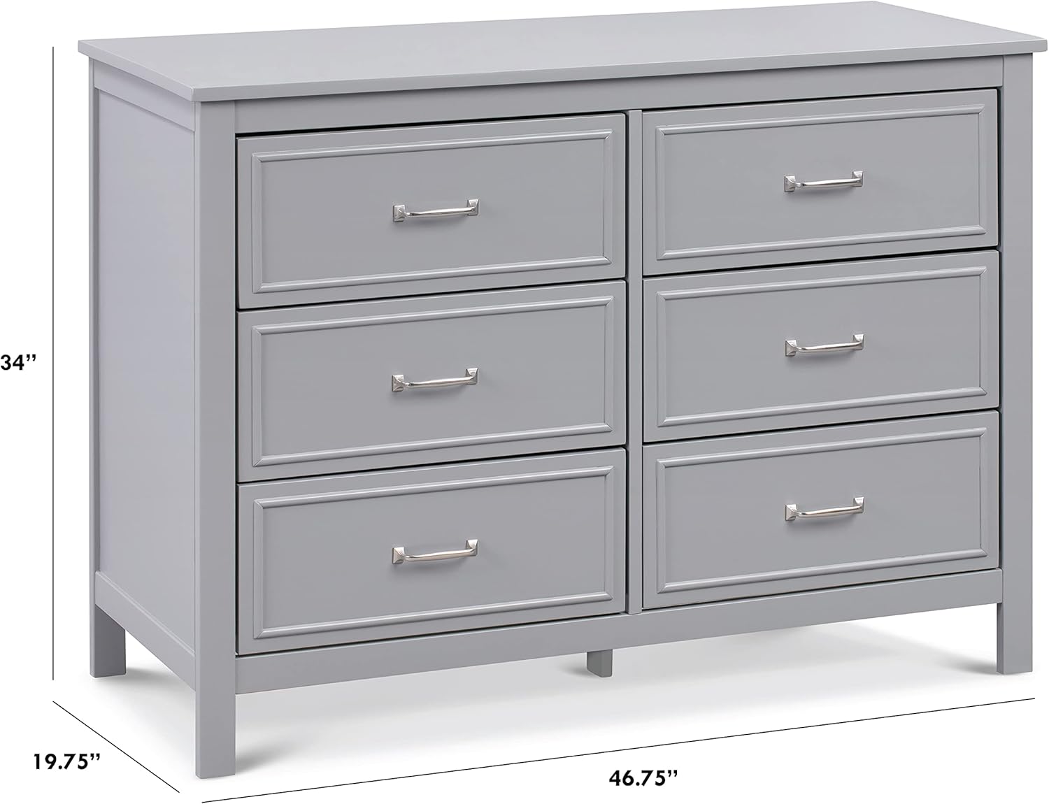DaVinci Charlie 6-Drawer Double Dresser in Grey : Home & Kitchen