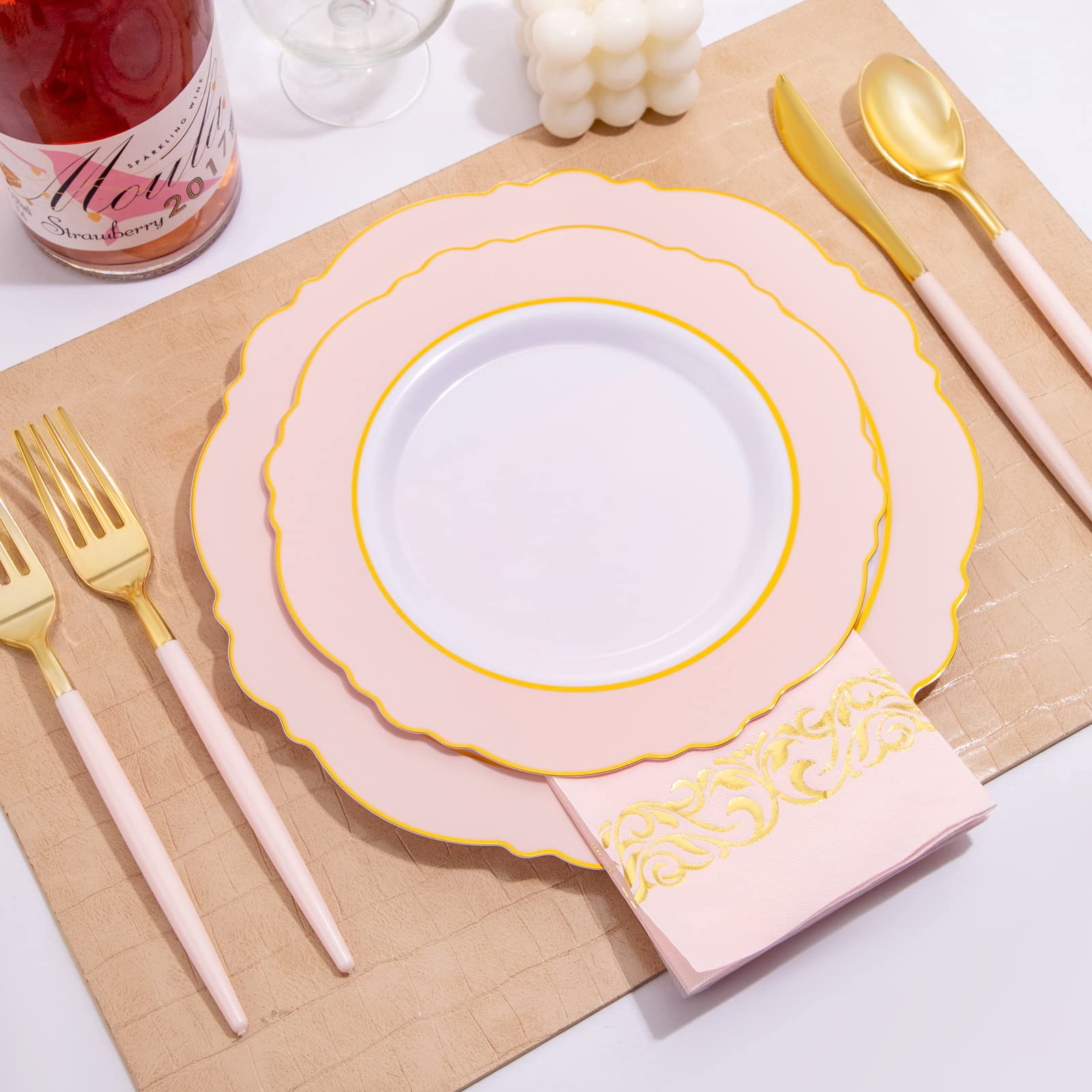Vplus Papierservietten, 600 Stück, Gold-verziert, 3-lagig – Für Feiern, Hochzeit, Dinnerparty & Events