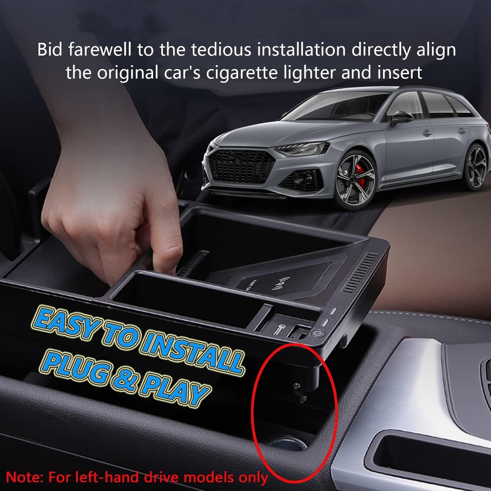 Caricabatterie Wireless per Auto per A4 S4 A5 S5 Rs5 Rs4 Tutti i Modelli Accessorio con 15w Wireless e USB Qc3.0 Ricarica Rapida Regalo per la Famiglia