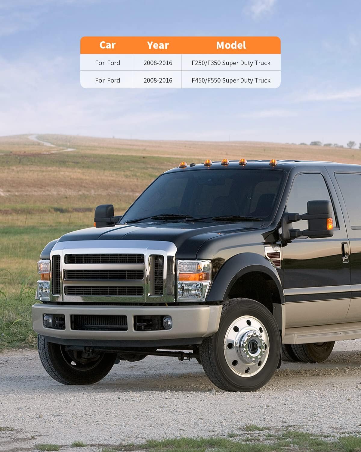 Driver Side Mirror Manual Adjusted for 2008-2016 for Ford for F250 for F350 for F450 for F550 Super Duty Truck Towing Mirror with LED Turn Signal Light Left Side View Mirror (1PC Black)