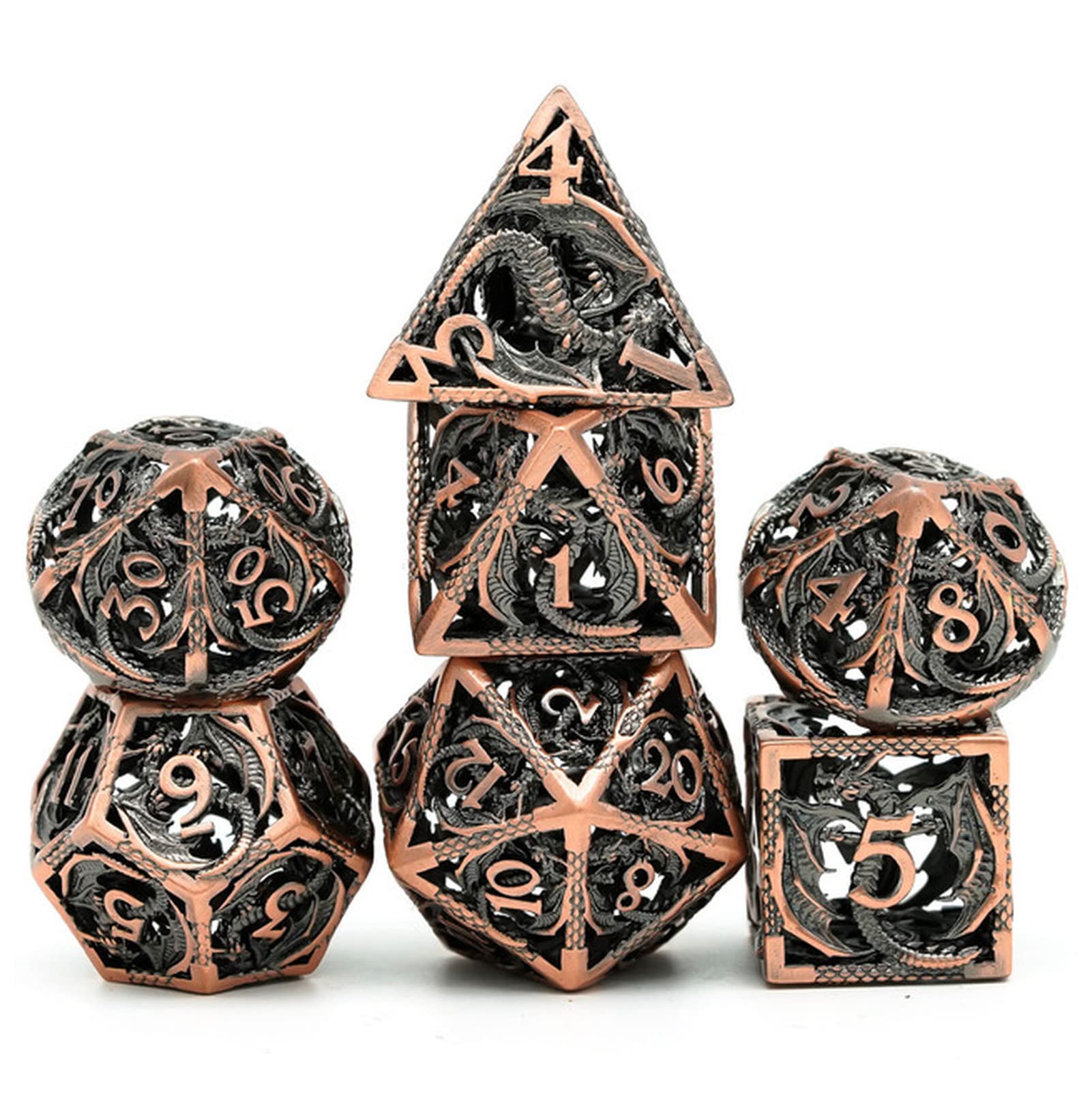 Würfel Hohlmetallwürfel, Fliegender Drache D & D. Würfel 7 Stück DND. Würfel, polyedrale Würfel-Set, for Rollenspiel Spiel MTG Pfadfinder Gezinkte Würfel (Size : Red)