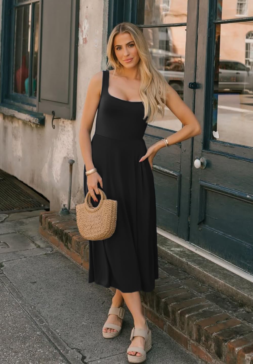 Women's Sleeveless Summer Dress Scoop Neck Casual Loose Flowy Midi Sundresses Tank Fit & Flare Beach Vacation Dress - Image 8