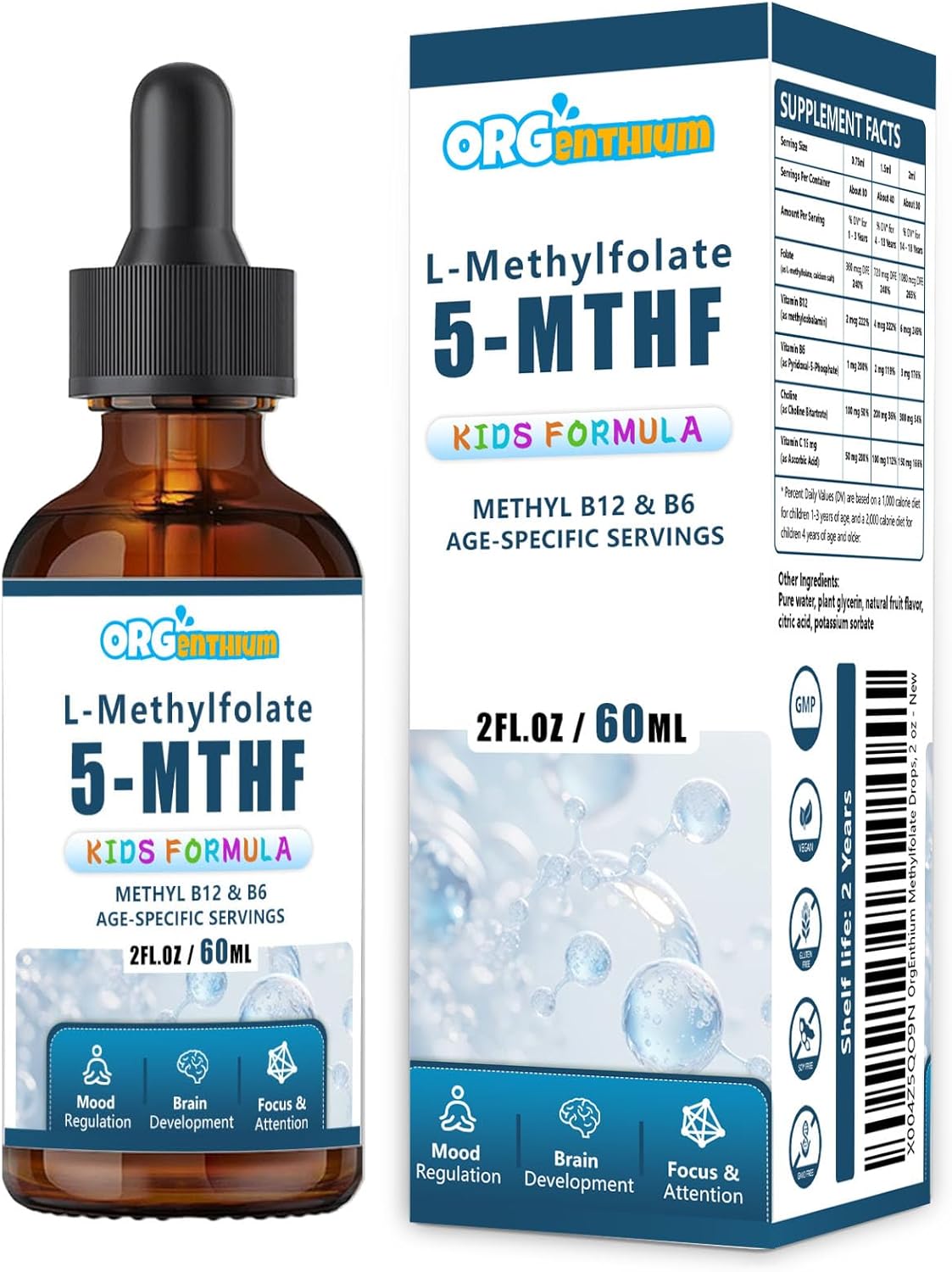 Kids L-Methylfolate B12 Drops 5-MTHF, Suplemento Metilado B9 y B12