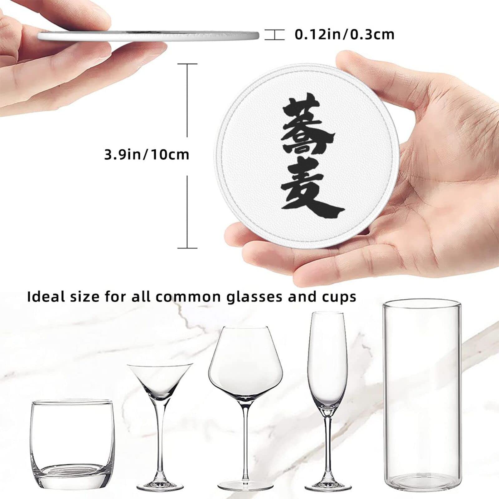 Set Di 6 Sottobicchieri Da Bar In Marmo Bianco Con Oro, Assorbenti, Set