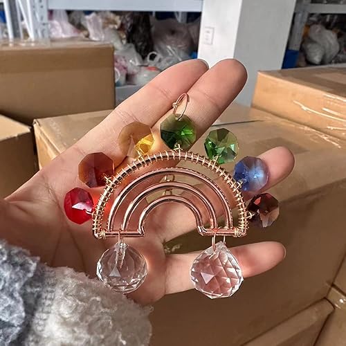 Miniatura 3 de Naturemama K9 - Atrapasoles de cristal con diseño de arco iris, adorno colgante de prisma para el hogar, jardín, decoración del automóvil, paquete