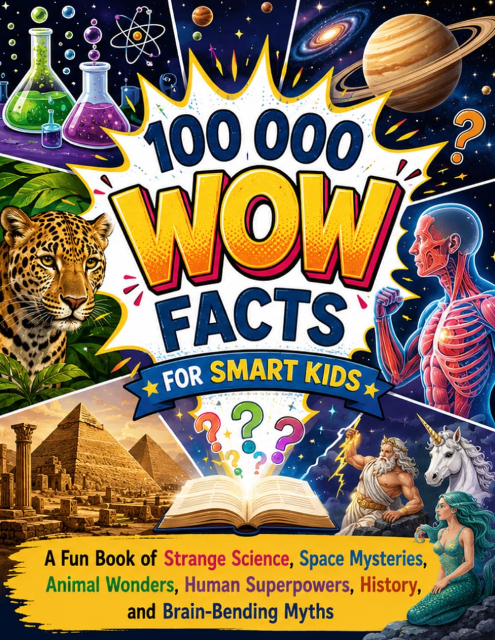 100 000 Wow Facts for Smart Kids: A Fun Book of Strange Science, Space Mysteries, Animal Wonders, Human Superpowers, History, and Brain-Bending Myths