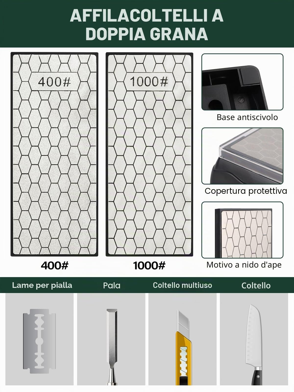 Kalolary 2 pietre Diamantate per Affilatura con Kit per Scalpelli