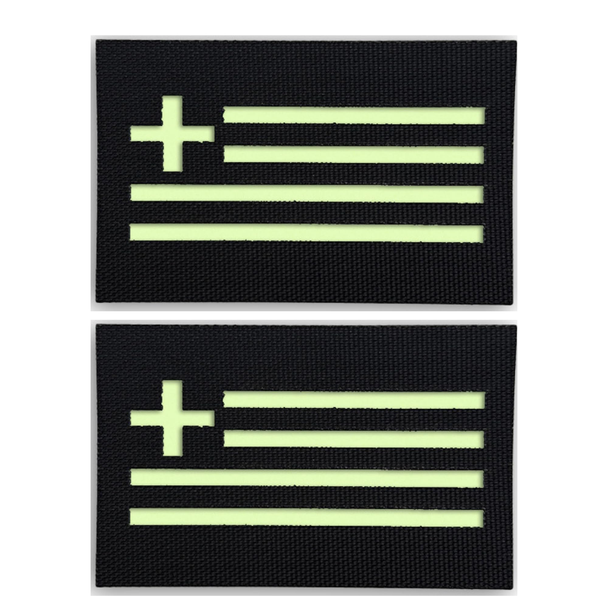 Tactical Greece Noctilucent Flag IR Reflective Patches, Black and Glow-in-Dark, Greek Military Emblem Badges Fabric Appliqué Patch, Hook Fastener Backing, 8 x 5 cm, 2-Pack