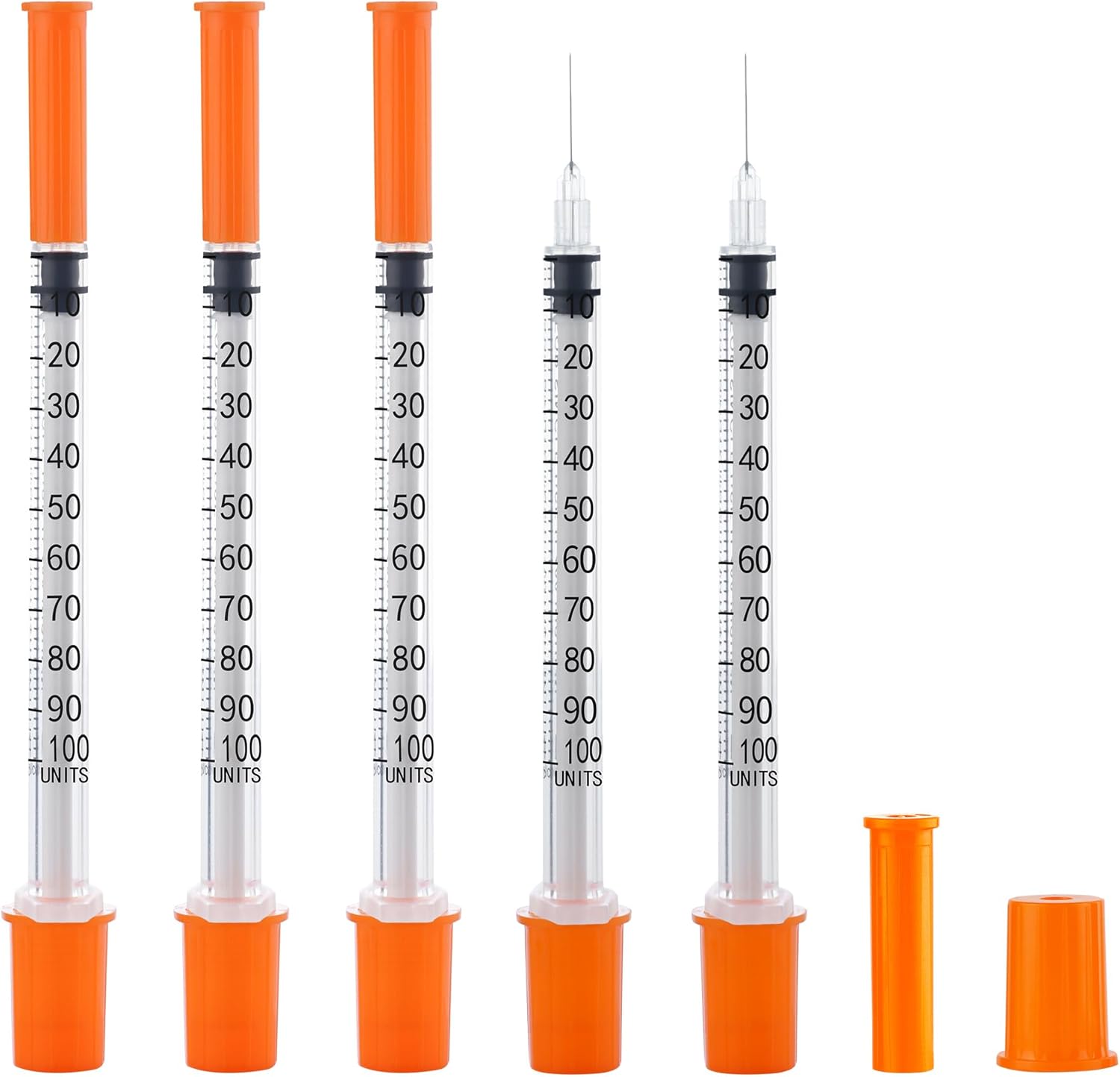U-100 27G 1cc Syringes with 5/16 Inch-8mm Accurate Measuring for Liquid Individually Sealed Packaging (100Pack)