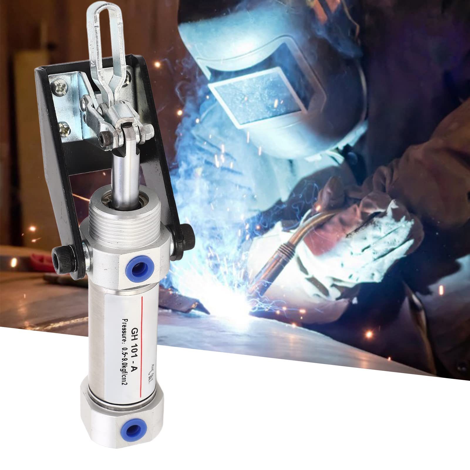 Morsetto Pneumatico Professionale, Cilindro con Carico Massimo 50 kg per Fissaggio Rapido e Serraggio Sicuro