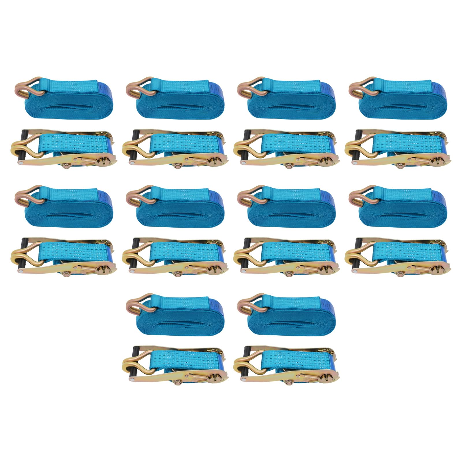 10 Stück Heavy Duty Leuchtendes Blau Ratschengurte,Tragfähigkeit 5T | Ladungssicherungsgurt Set,Arbeitszugfestigkeit 2,5t,für die professionelle Ladungssicherung auf Anhängern und LKWs verwendet