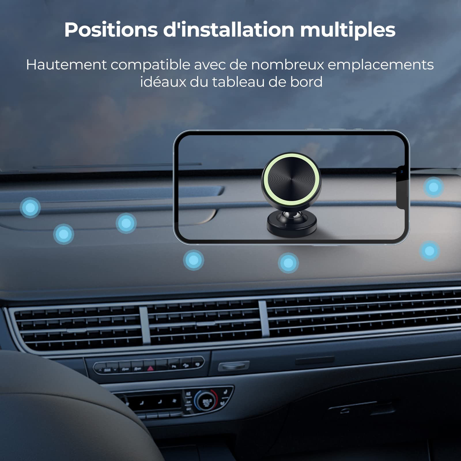 Vinabo 2 Pezzi Supporto Magnetico per Telefono, Magnetico per Telefono da Auto, Supporto per Telefono da Auto Rotazione a 360° Compatibile con Tutti gli Smartphone