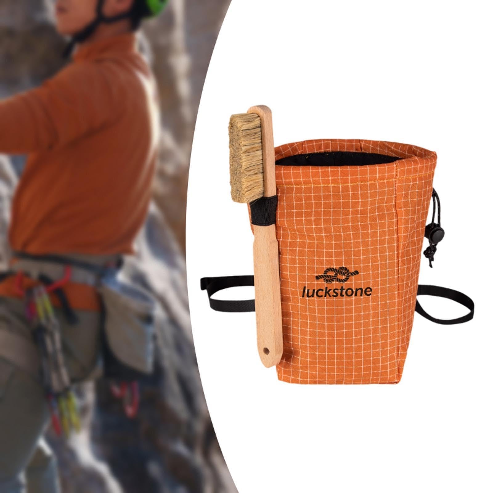 Yiju Chalk Bag for Rock Climbing Gym Pouch Climbing Gear Gift Large Capacity Storage Bag Gym Chalk Bag for Indoor Outdoor Sports, Orange