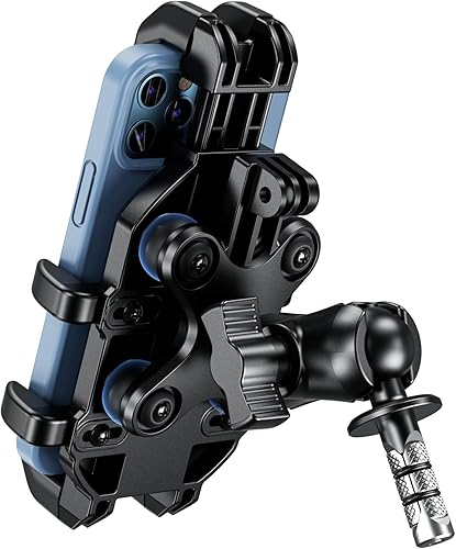 BRCOVAN Soporte para teléfono con vástago de horquilla para motocicleta con amortiguador de vibraciones, tubos de vástago de 0.472 in a 1.000 in de