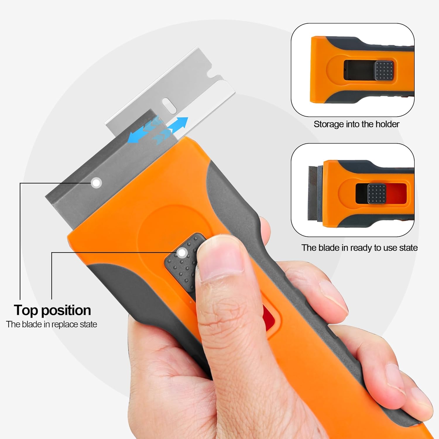 Razor Blade Scraper Tool with 5pcs Extra Blades, Cleaning Razor Scraper, Glass Top Stove Scraper for Oven Door, Cooktop Scraper, Glass Scraper Cleaning Paint