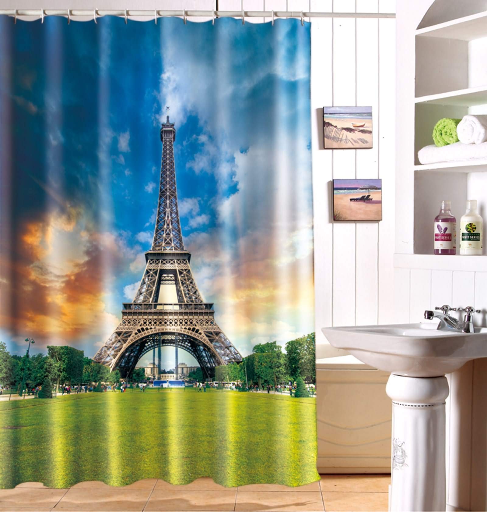 Rideau de douche japonais de qualité supérieure KnSam Tour Eiffel 3D