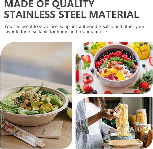 Miniatura 4 de Cuenco de acero inoxidable de 47.3 fl oz con aislamiento de doble pared para fideos, ensalada, mezcla, aperitivos y uso doméstico