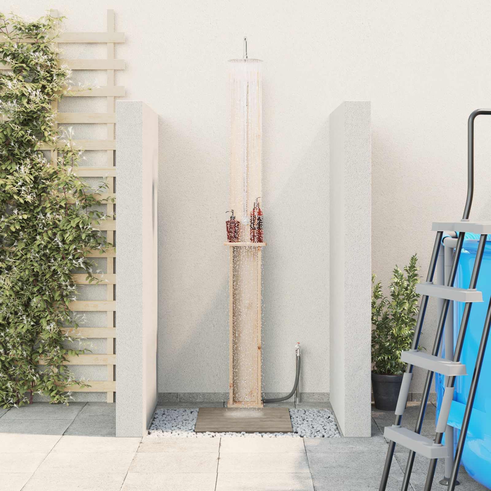 vidaXL Ducha Exterior Ajustable Natural 24 x 19 x 246 cm, Ducha Moderna, Resistente al Clima, Fuente de Patio, higiene para la Piscina, Accesorio para jardín