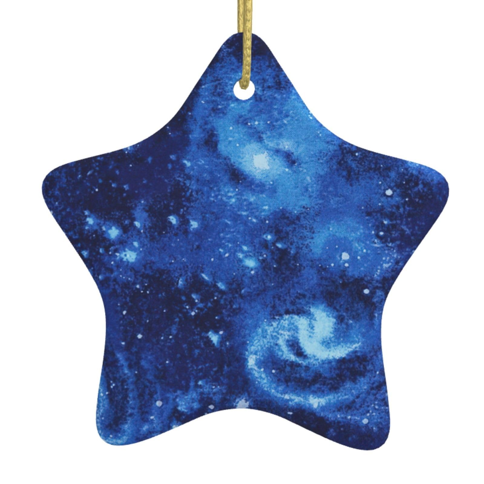 Nbtghga White Blue Universe Space Galaxy Print Christmas Ornaments, Ceramic Hanging Ornament, Round Shape Decorations