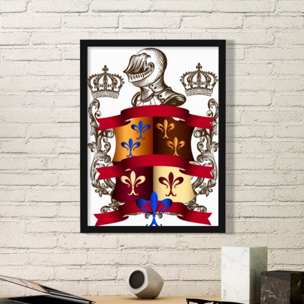Cadre armure emblème chevalier médiéval europe cadeau idéal décoration maison noir