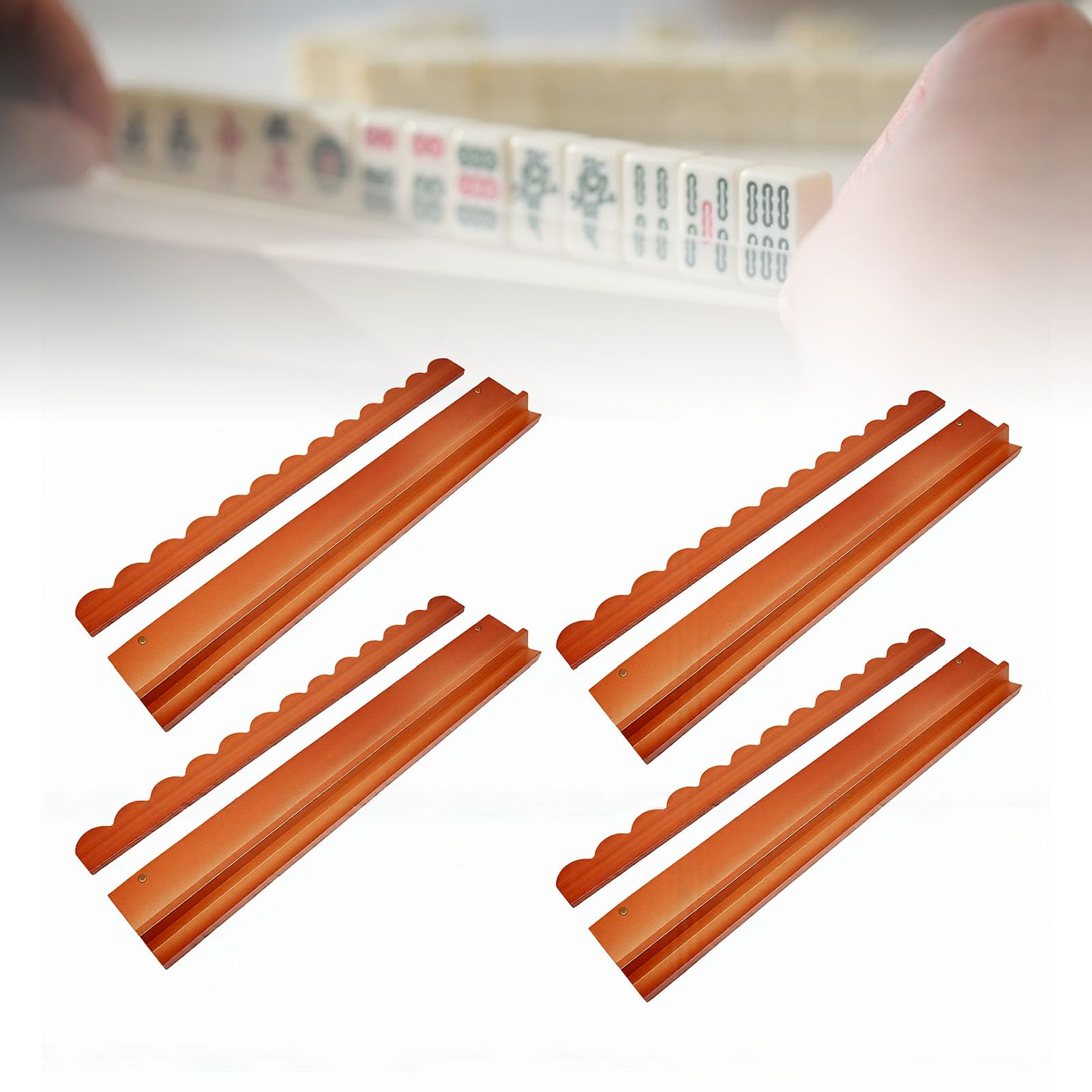 Porta Mahjong in Legno Smerlato, Supporto per Piastrelle Antiscivolo da 17 Pollici con Spintore per Serate di Gioco in Famiglia