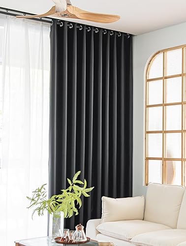 Miniatura 3 de Cortinas opacas negras de 63 pulgadas de largo, juego de 2 paneles con ojales, cortinas opacas con ojales, reducción de ruido, suaves y rectas para