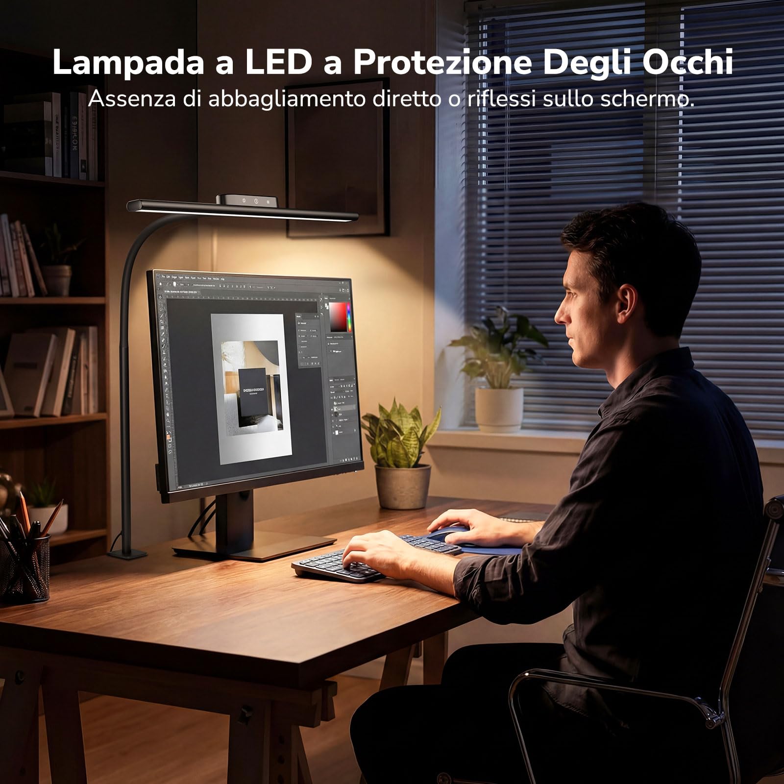 Lepro Lampada da Scrivania LED Clip Touch 700LM,Nero | 25 modalità illuminazione, rotazione 360°, protezione occhi per lettura e ufficio