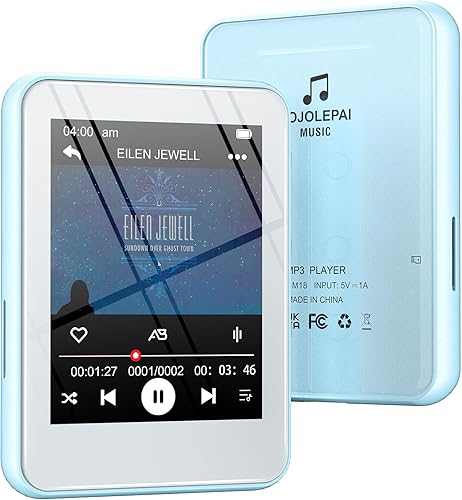 Miniatura 8 de Reproductor MP3 azul claro con Bluetooth 5.3, pantalla táctil de 32 GB, reproductor de música portátil, altavoz integrado, radio FM, grabadora de
