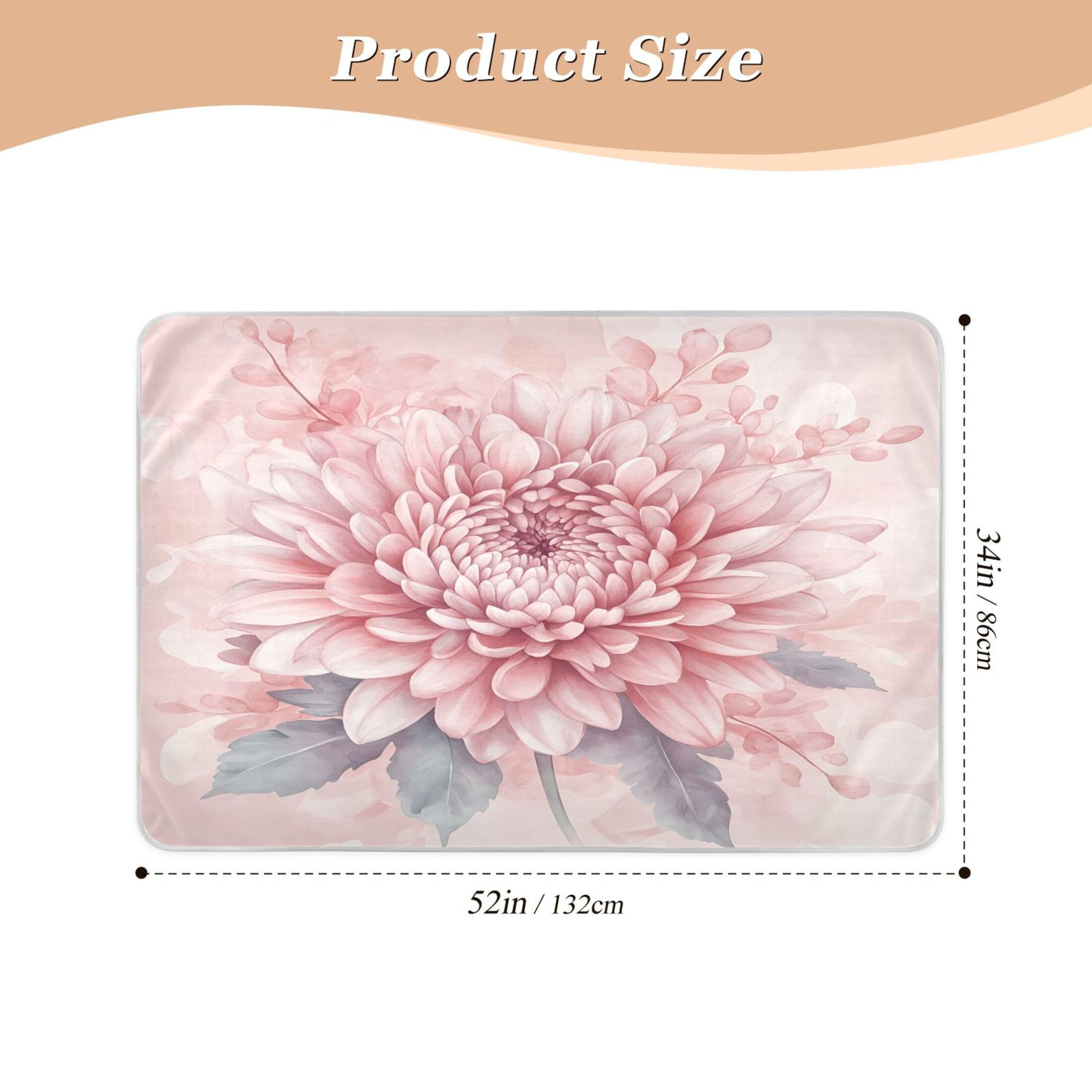 Takiito Pink Flower Bed Pad Reusable Bed Underpad Washable Waterproof Leak-Proof Quick Dry Incontinence Pee Pad for Toddlers Kids Adults Pets 34x52 in
