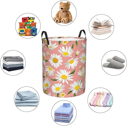 Miniatura 6 de AFHYZY Daisy - Cesta de lavandería plegable grande con asas, cesta de almacenamiento redonda de fácil transporte, canasta de ropa sucia, cesta de