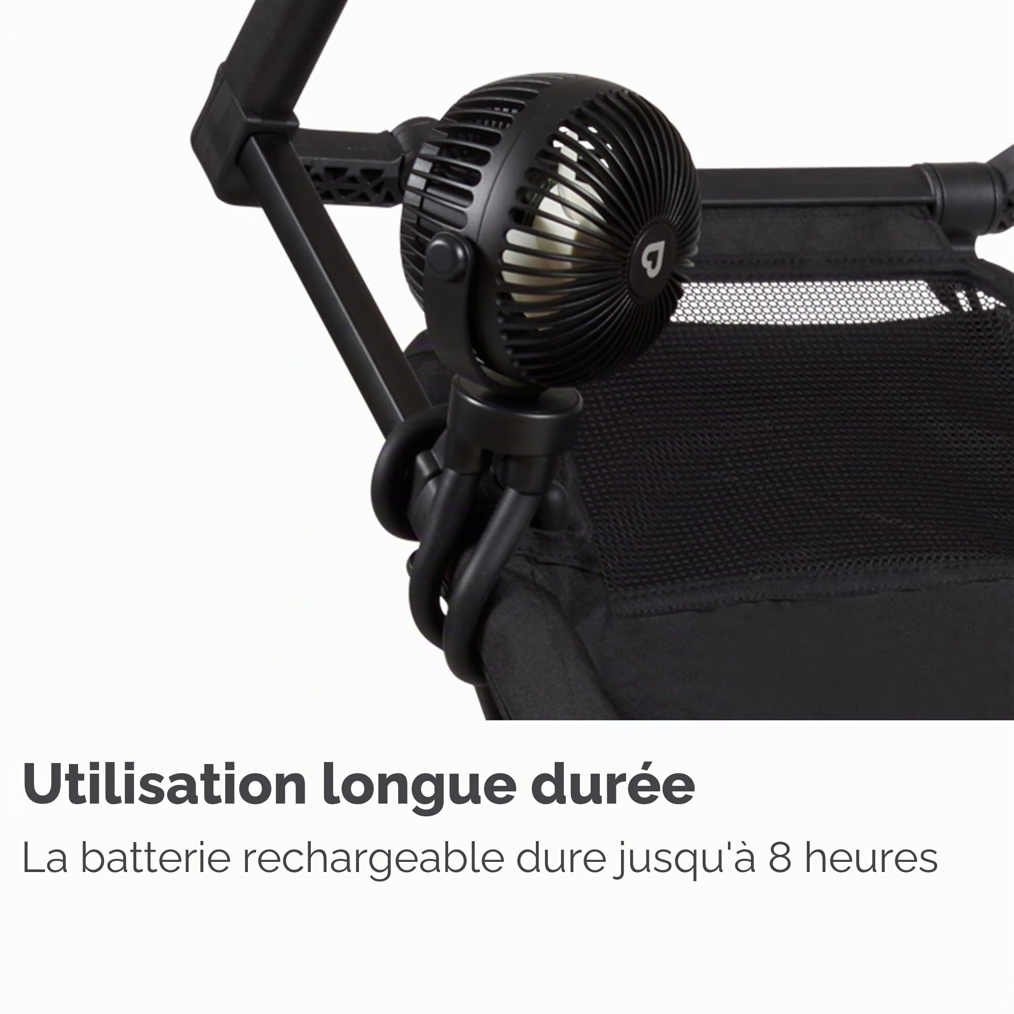 Munchkin Ventilateur de Poussette | Ventilateur Mini 360° Portable avec Lumières LED et 4 Vitesses | Indispensable Bébé | Noir