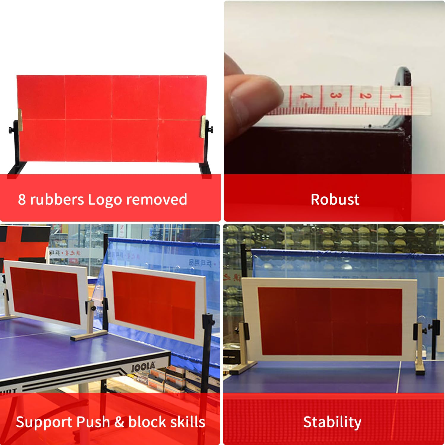 Planche de Tennis de Table Rebond avec 8 caoutchoucs Rouges Planche de Retour de Tennis de Table Pro Return pour la Maison, la Gym, l'intérieur et l'extérieur