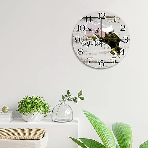 Miniatura 4 de Reloj de pared de viaje con mapa de Costa Rica, atracciones turísticas de Costa Rica, relojes de pared de 10 pulgadas, funciona con pilas,
