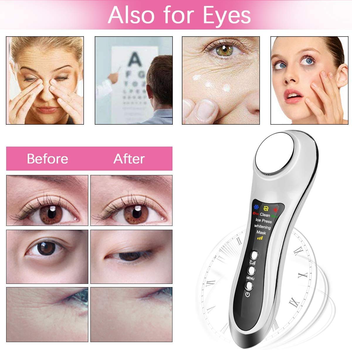 Skin Whitening Maschine, Heiße und Kalte RF Vibration Anti Aging Gesichts Toning Gerät Faltenentferner Maschine, Beseitigen Sie Ödeme, Haut Reinigen und Poren Schrumpfen