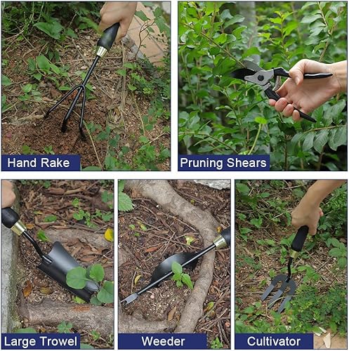 Miniatura 4 de Herramientas de jardinería, mango ergonómico de acero inoxidable resistente, juego de 7 herramientas de jardín al aire libre, regalo ideal de