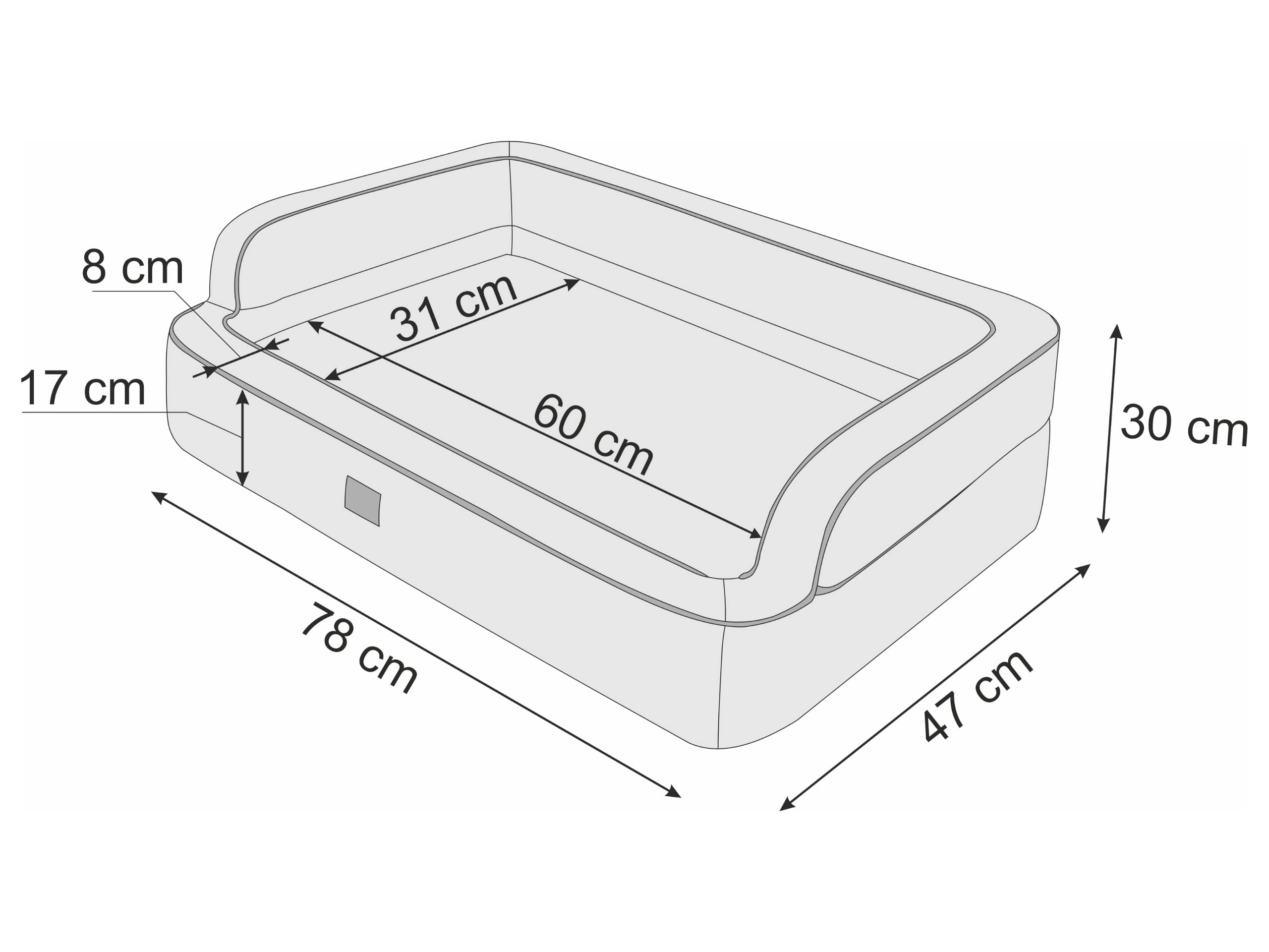 PillowPrim Legowisko dla psa, meble dla zwierząt, legowisko dla kota, zdejmowana poszewka, kosz dla psa, poduszka dla psa, miejsce do spania, sofa dla psa, szare, dł.: 78 x 47 cm