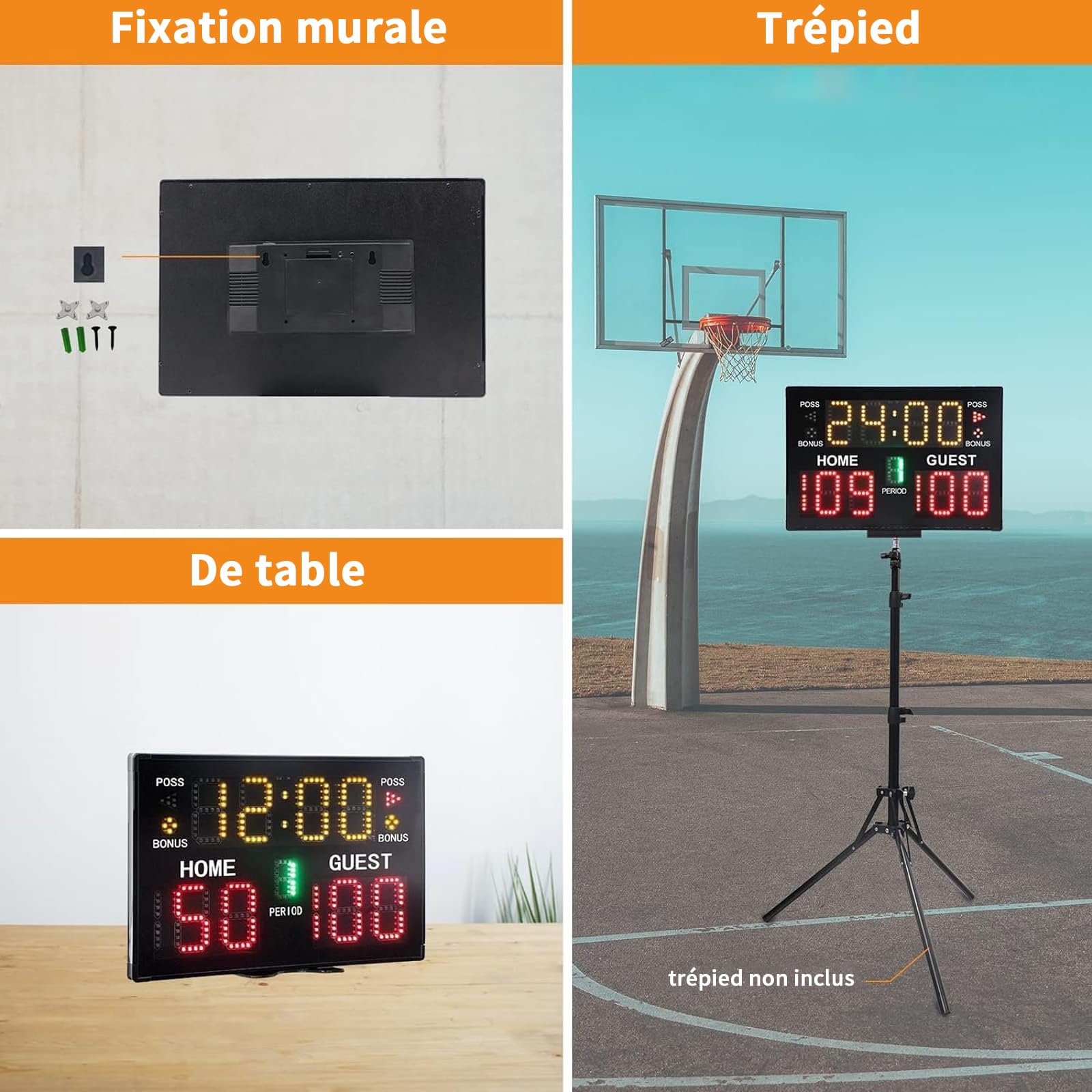 Tabelione Elettronico LED Portatile Segnapunti con Telecomando per Calcio Basket 11 Digit