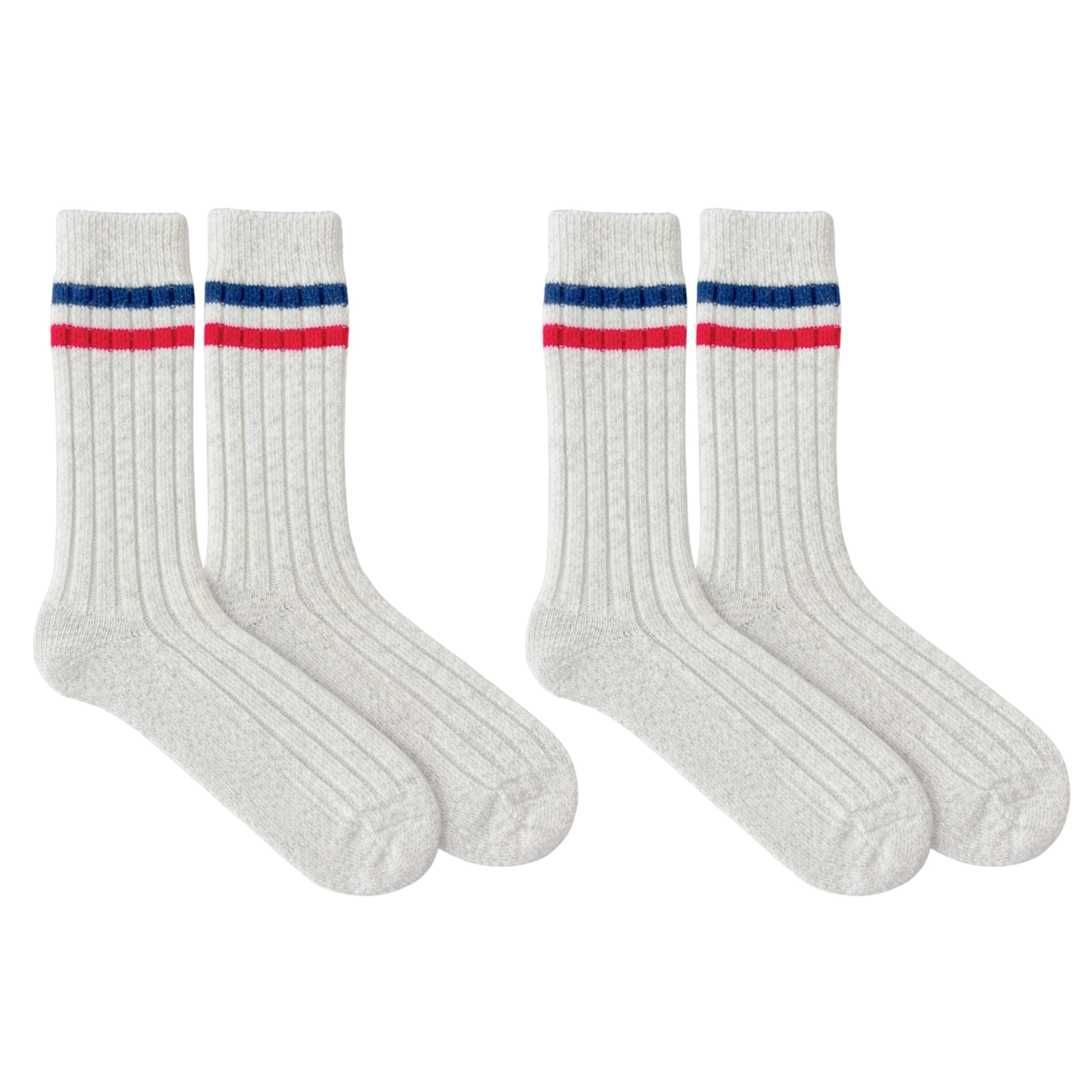 92% Merino Wool Socks Rib-Knit Home Natural, Made in Mongolia