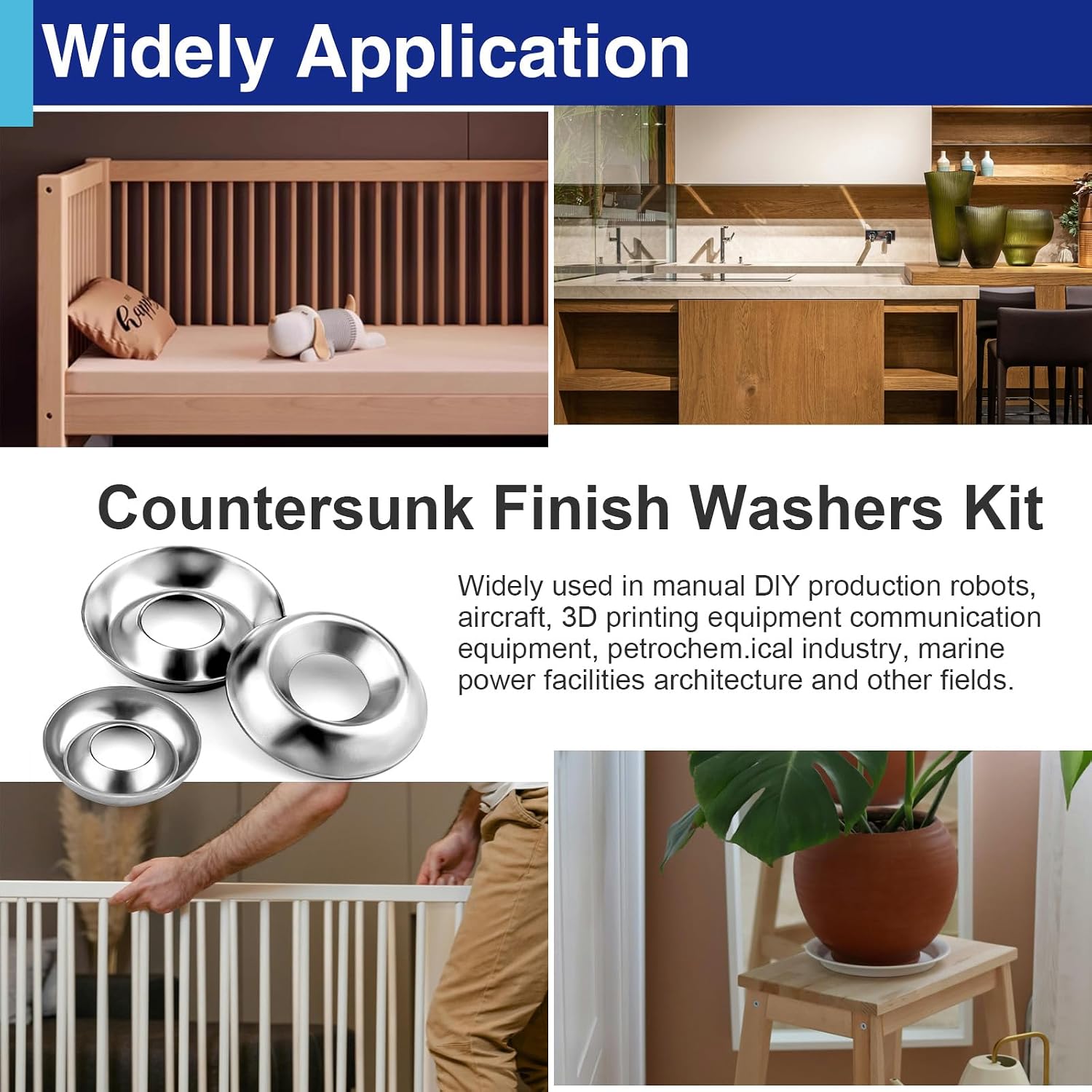 280PCS Countersunk Finish Washers Assortment, 7 Sizes SS