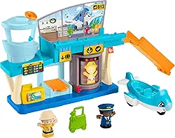 Little People, Conjunto de Brinquedo Aventuras no Aeroporto com 1 Veículo, 2 Figuras e 1 Peça de Brincar, Brinquedo para Bebês, A partir de 1 ano, Fisher-Price