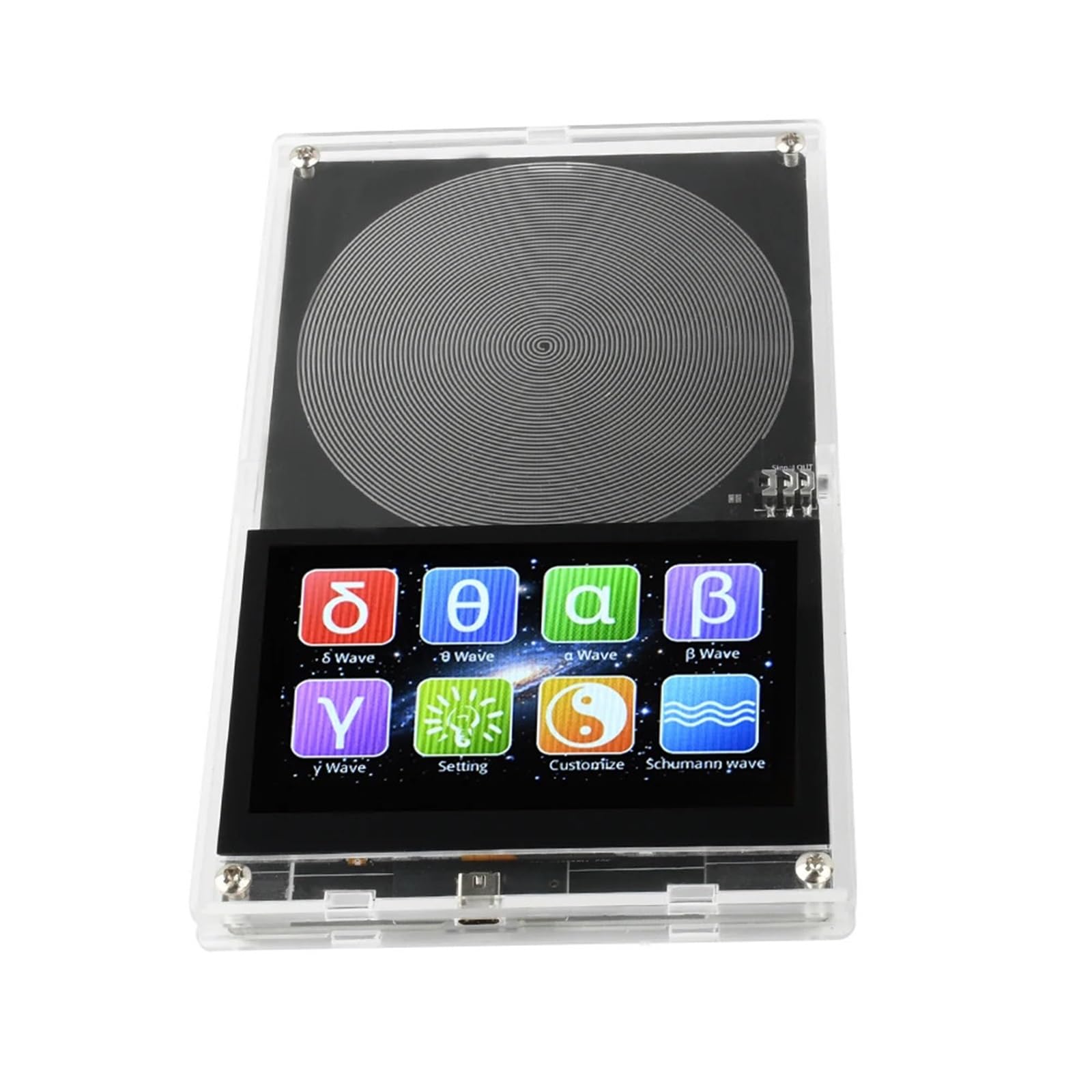 Generador de frecuencia Generador De Ondas Schumann DC 5V 0,01-99999Hz Señal Frecuencia Ajustable Micro USB Pantalla Táctil Resonador Audio Para aliviar el estrés