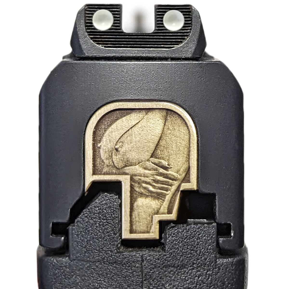 Milspin Slide Back Plate Compatible with Smith and Wesson M&P Shield Subcompact | Deep Engraved | Veteran Made in USA (Brass Knockers Left Facing)