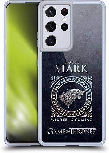 Head Case Designs Funda de gel suave con licencia oficial de HBO Game of Thrones Stark Metallic Sigils compatible con Samsung Galaxy S21 Ultra 5G