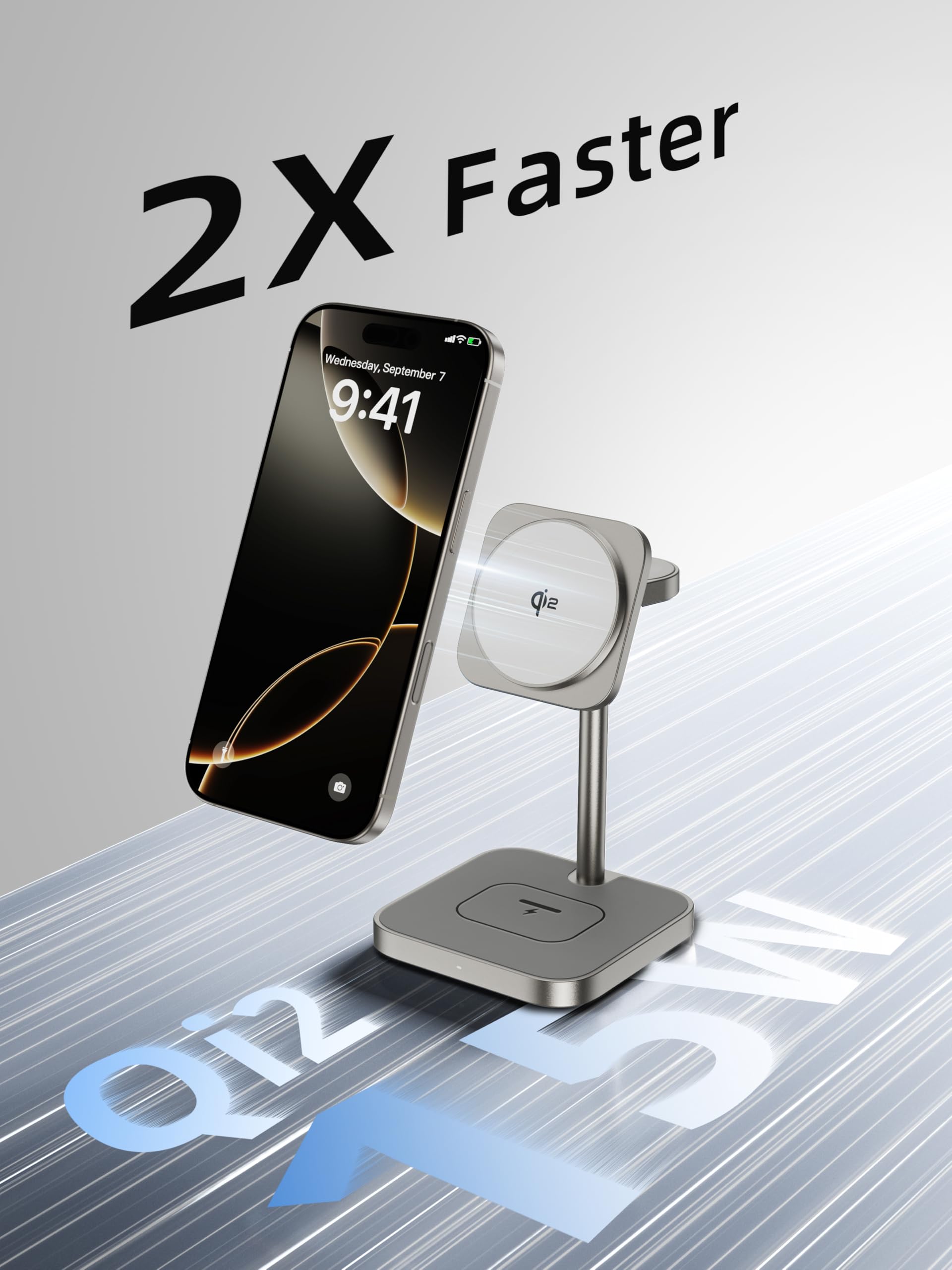 [Qi2 Certified ] LULULOOK 3 in 1 Charging Station with MagSafe, 15W Wireless Charger Stand Magnetic Foldable Charger for iPhone16/15/14/13/12 Series, AirPods Pro/3/4, Apple Watch with 30W PD Adapter