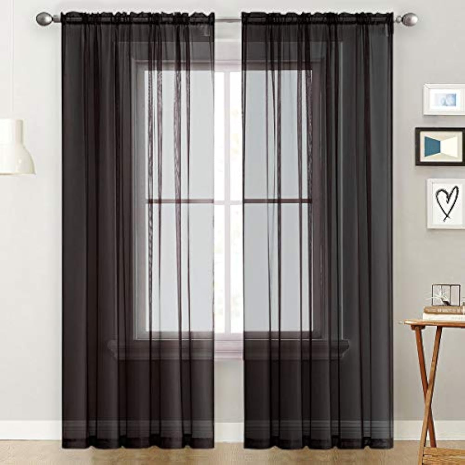 SpaceDresser Basic Rod Pocket Sheer Voile Window Curtain Panels White 1 Pair 2 Panels 70 Width 72 Inch Long for Kitchen Bedroom Children Living Room