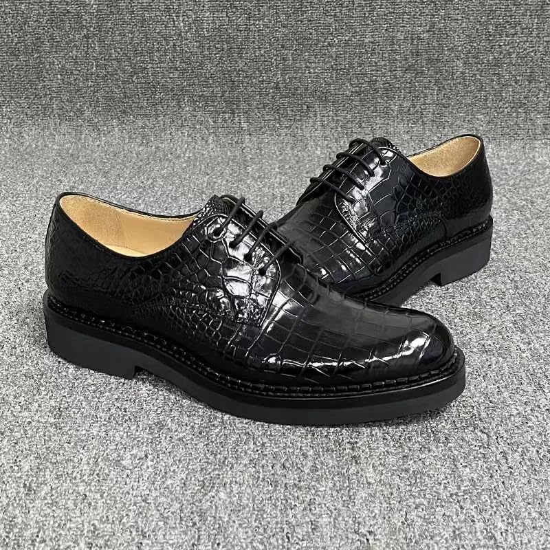 Authentic Exotic Crocodile Skin Men's Classic Black Dress Oxfords Genuine Alligator Leather Male Lace-up Rround Toe Derby Shoes3