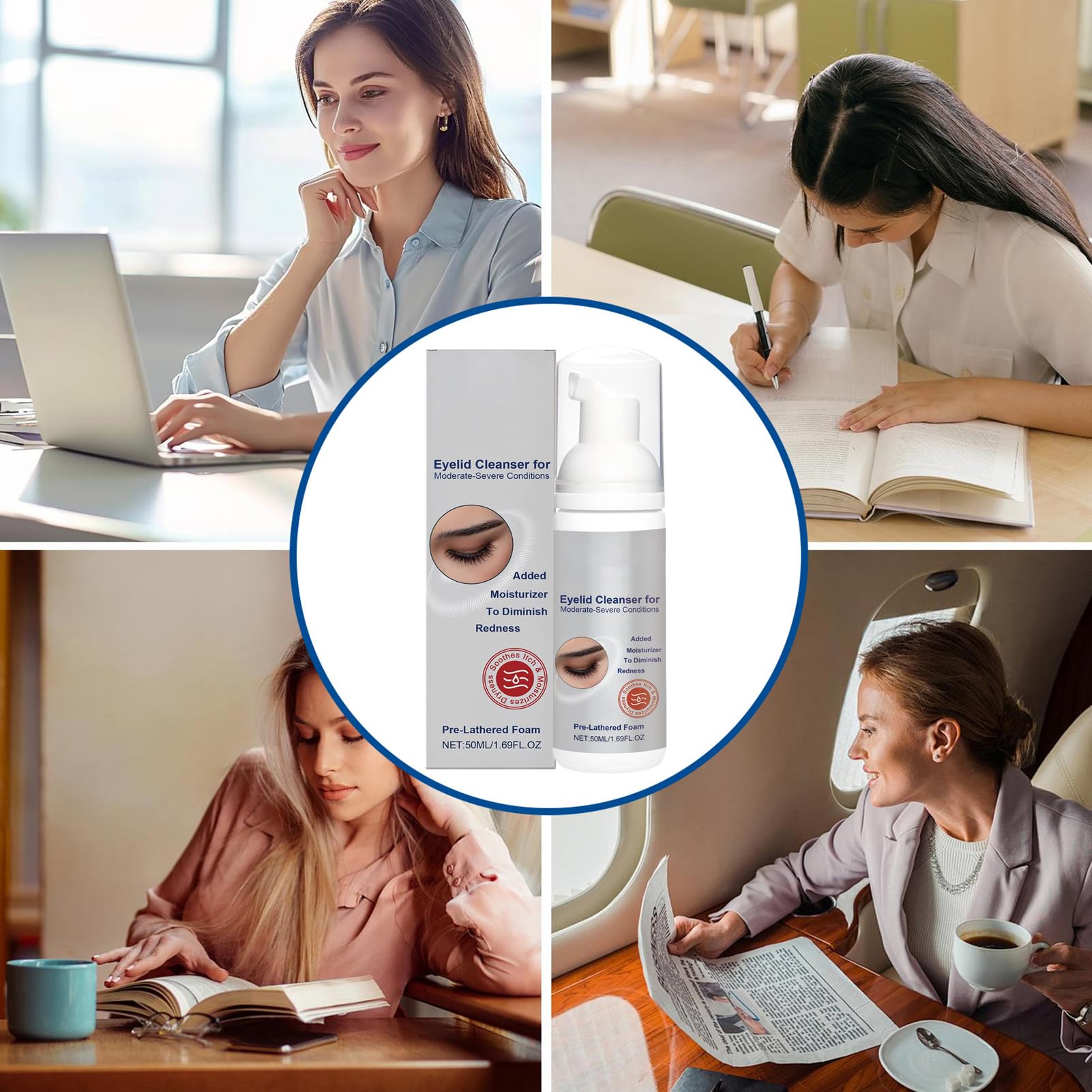 Detergenti per Palpebre,Schiuma Detergente per Ciglia Pulizia Profonda 50 ml | Struccante Idratante Lavaggio Delicato per Pelli Grasse Secche Sensibili Uomini Donne