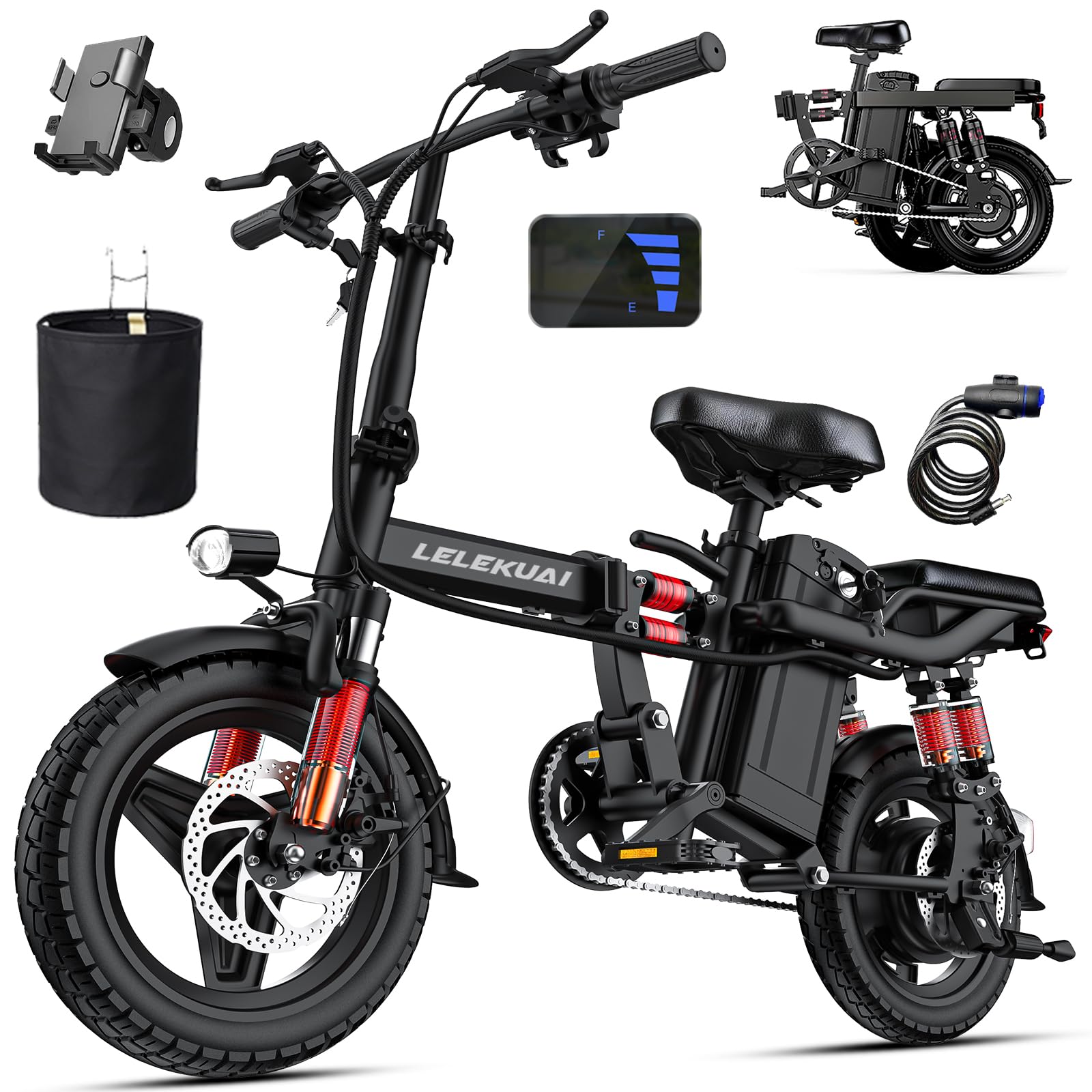 LELEKUAI Electric Bike for Adults, 1200W Peak Motor Commuter Ebike, 20-28MPH Speed, 32 Miles Range, Removable Waterproof Battery, Dual Disc Brakes Electric Bicycle, UL 2849 Certified