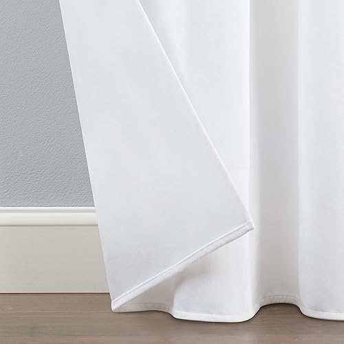 Miniatura 5 de ECLIPSE Aurelia - Cortinas de terciopelo para oscurecer la habitación, con ojales, reducción de ruido (2 paneles), 52 x 63 pulgadas, color blanco