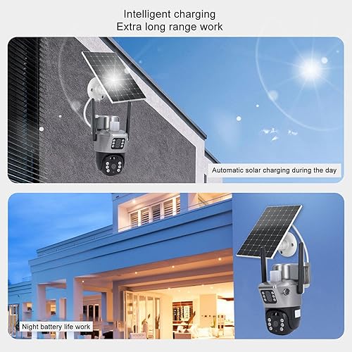 Miniatura 4 de Pyhodi Cámara de seguridad solar al aire libre WiFi inalámbrica HD NightIP66 cámara de vigilancia, detección humana NightPIR de color, 2 vías